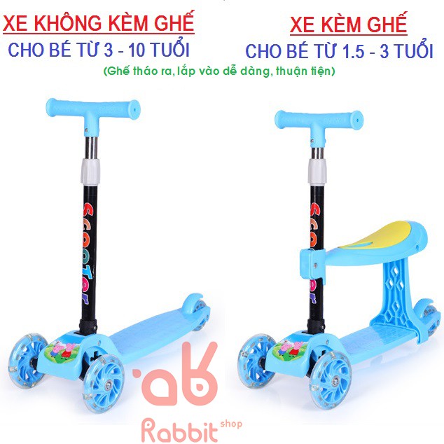 Xe trượt Scooter 3 bánh cao cấp cho bé từ 2 - 10 tuổi Gấp gọn Bánh xe phát sáng