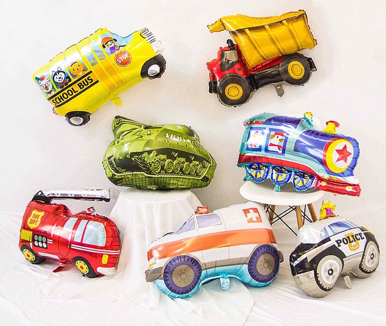 Bộ bong bóng trang trí sinh nhật chủ đề xe PHG22