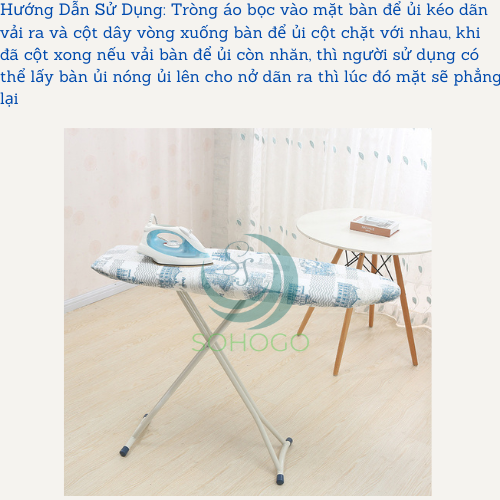 Áo bọc/ áo trùm bàn ủi đồ size lớn 140x50cm, chất liệu cotton có lót mút- GIAO MẪU NGẪU NHIÊN