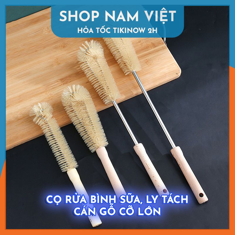 Cọ Rửa Cán Gỗ Cỡ Lớn Rửa Bình Sữa, Bình Nước, Ly Tách