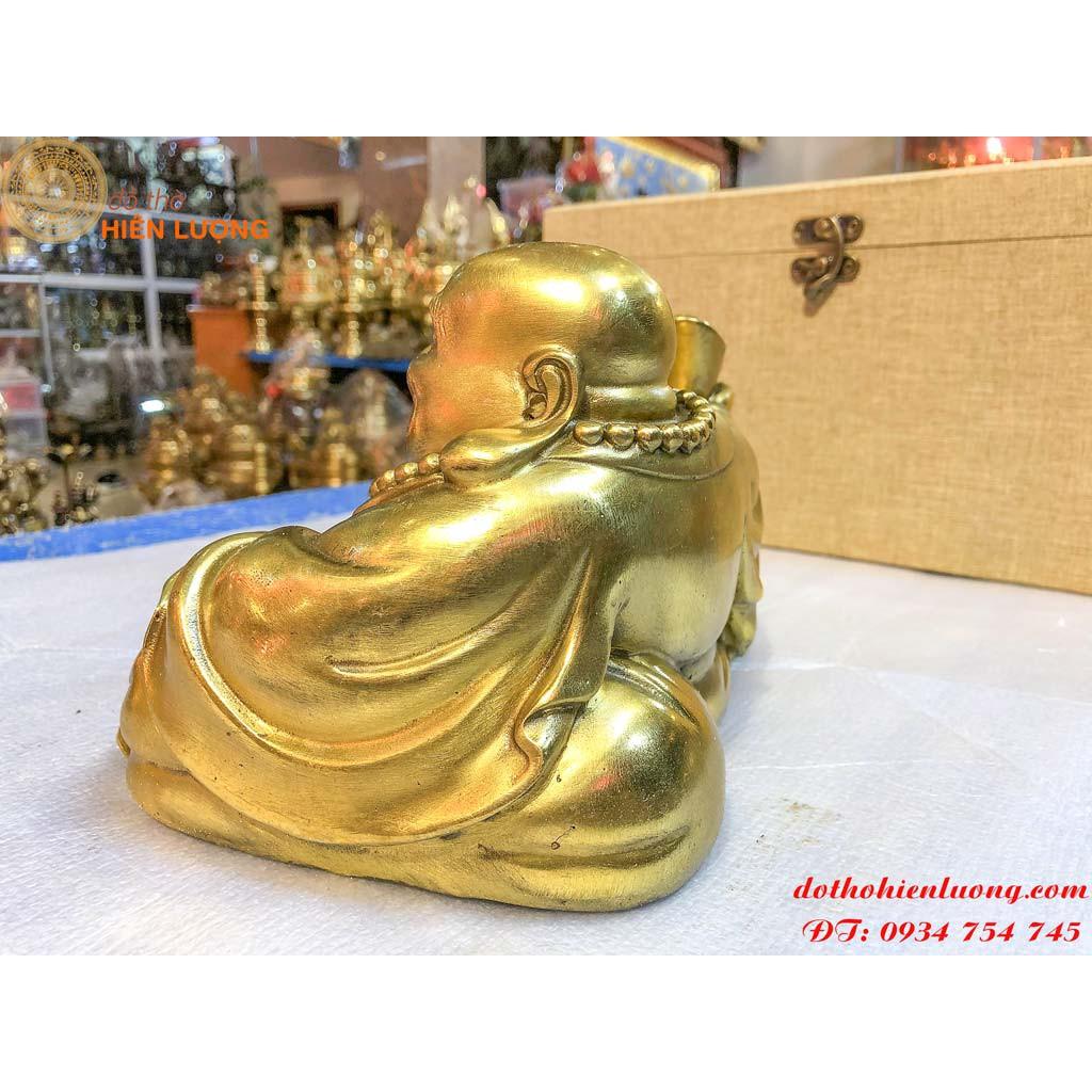 Tượng Di Lặc Nằm Ngả Cầm Thỏi Vàng Cỡ Trung