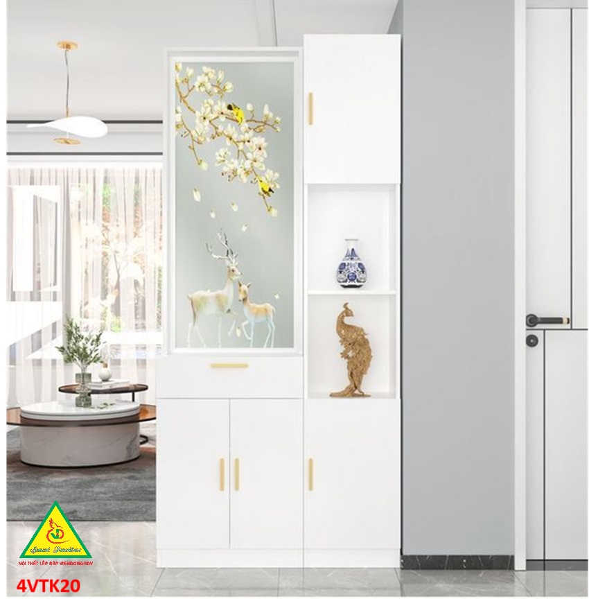 Vách ngăn phòng khách, vách ngăn tủ kệ bằng gỗm bình phong tranh  4VTK20 - NỘI THẤT LẮP RÁP VIENDONGADV