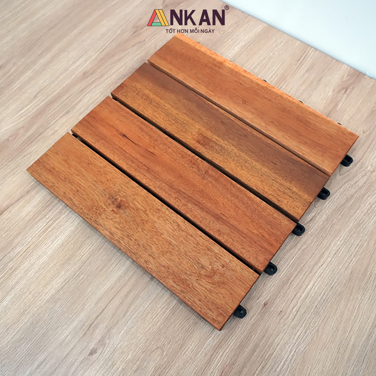 Vỉ Gỗ Lót Sàn Ban Công Cao Cấp 4 Nan – Chống Thấm, Bền Bỉ, Màu Vàng Sang Trọng