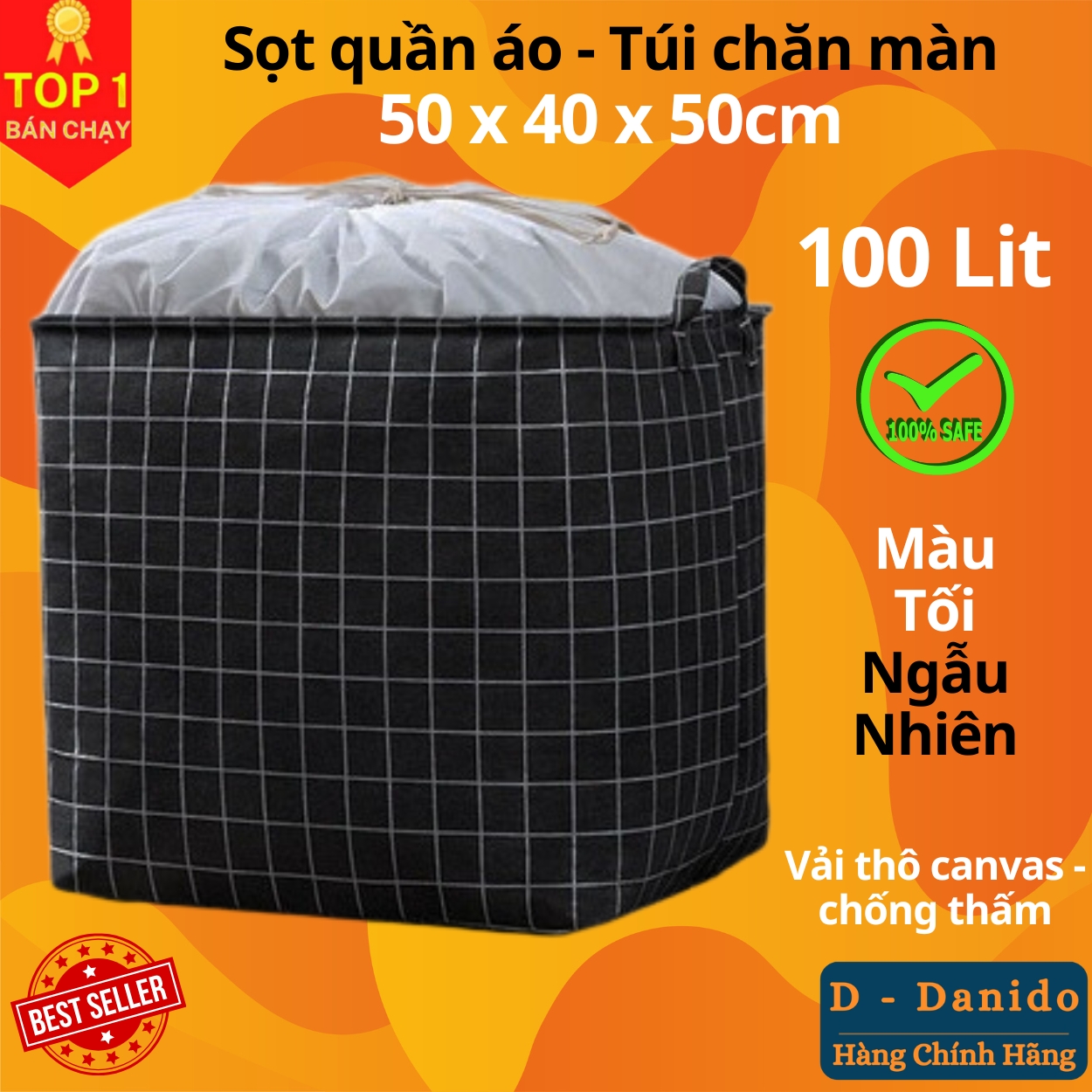 Combo 2 Túi Bạt Đựng Quần Áo, Chăn Mền Chống Thấm Nước, Bộ 2 Giỏ Sọt Đựng Đồ Dơ Họa Tiết Vintage miDoctor