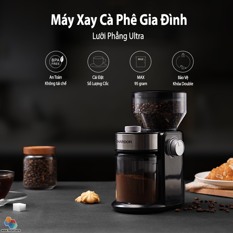 Máy xay cà phê gia đình HY-1421 pha cafe phin, pha máy nhỏ giọt, pha túi lọc đa dạng với 16 cấp độ xay nghiền, 2-14 cốc mỗi lần