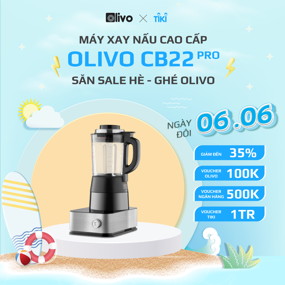 Máy Xay Nấu Đa Năng OLIVO CB22 PRO [Hàng Chính Hãng] Độ Ồn Thấp Nhất - Chống Trào Tuyệt Đối - Vệ Sinh Khử Khuẩn - Thương Hiệu Mỹ