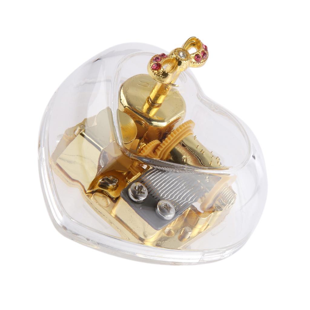 2pcs Acrylic Clockwork Music Box Melody Box Happy Birthday To You Tune Case Home Office Decoration