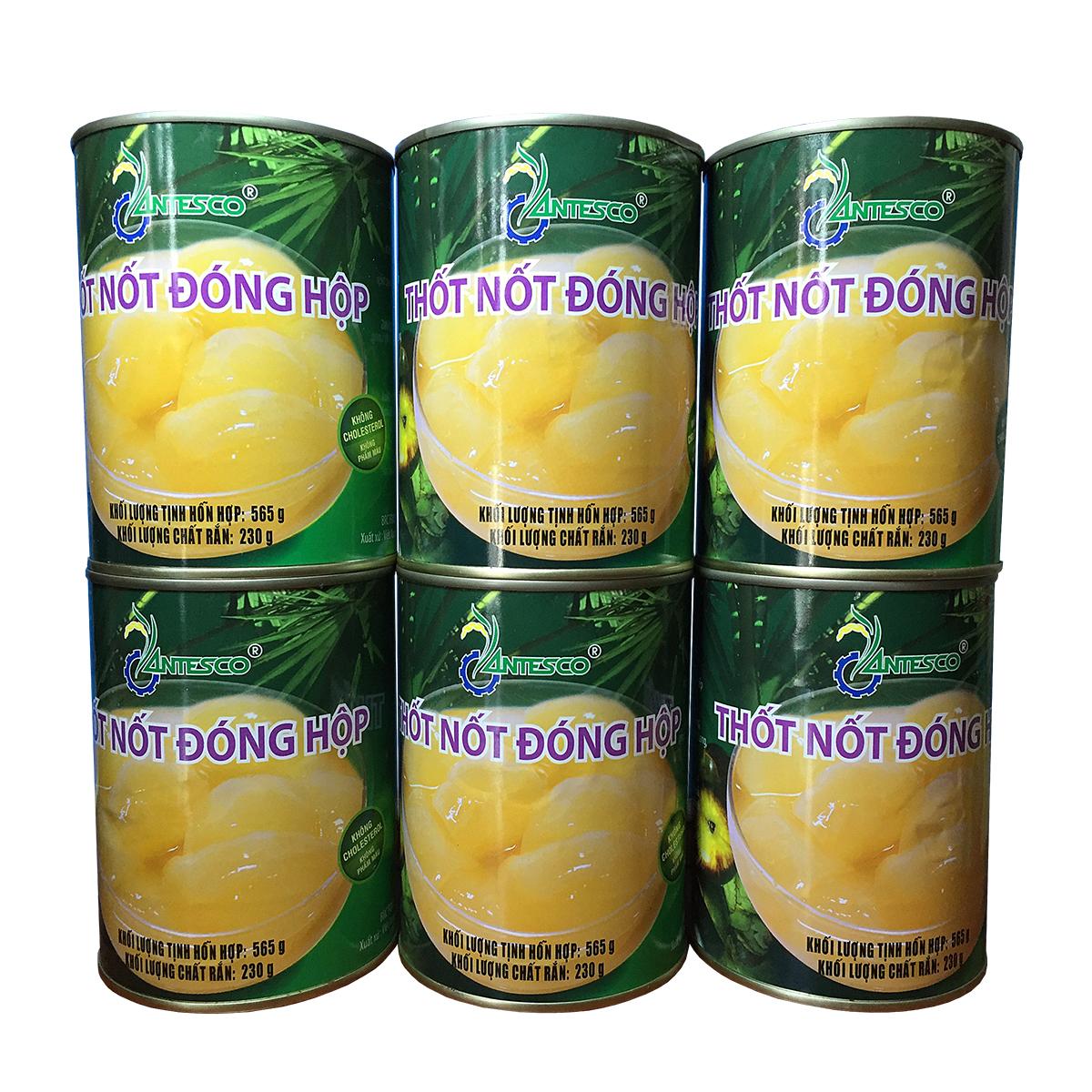 Combo 6 hộp Thốt nốt đóng hộp (6hộp x 565gr) - Trái Thốt nốt tươi đóng lon - Nước trái cây giải khát - Thương hiệu Antesco (Đồ hộp)