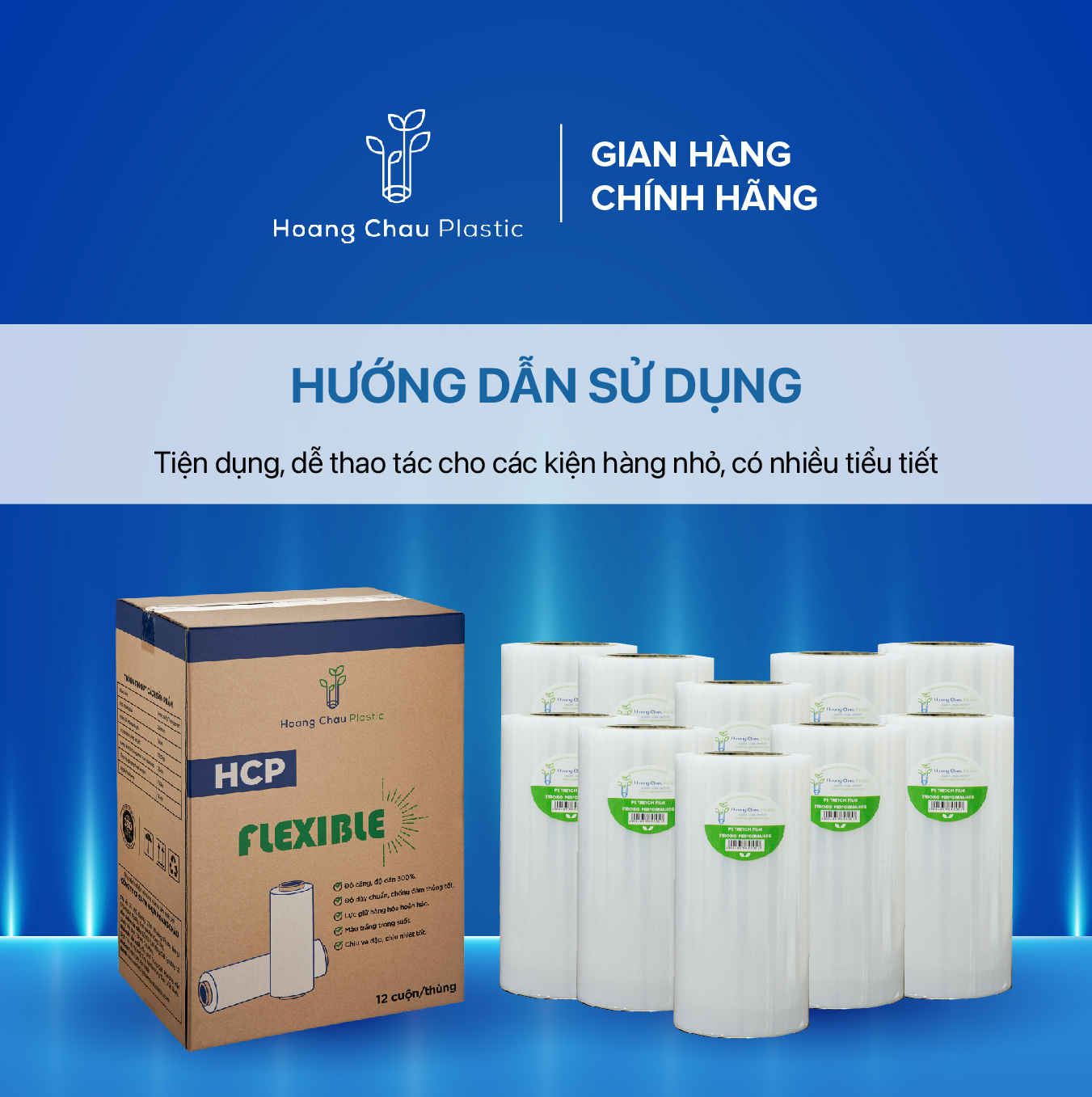 Màng Bọc Hàng Flexible HOÀNG CHÂU PLASTIC Khổ 26mic x 250mm x 1.325kg Bảo Vệ Sản Phẩm Chống Bụi Bẩn