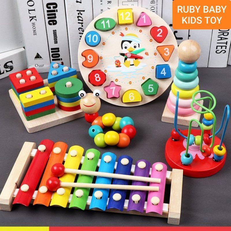 Combo 6 món đồ chơi gỗ thông minh - đồ chơi giáo dục cho bé