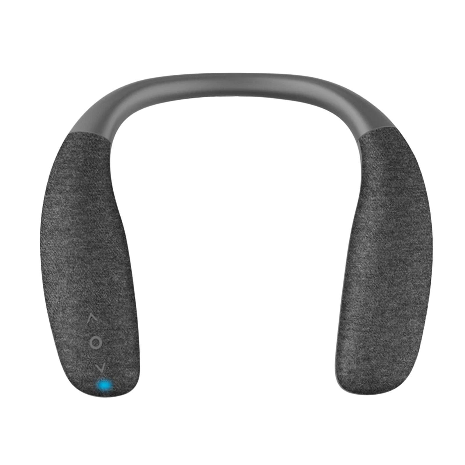3D Stereo Sound Soft Touch Neckband Wearable Bluetooth Speakers Earphone - Black