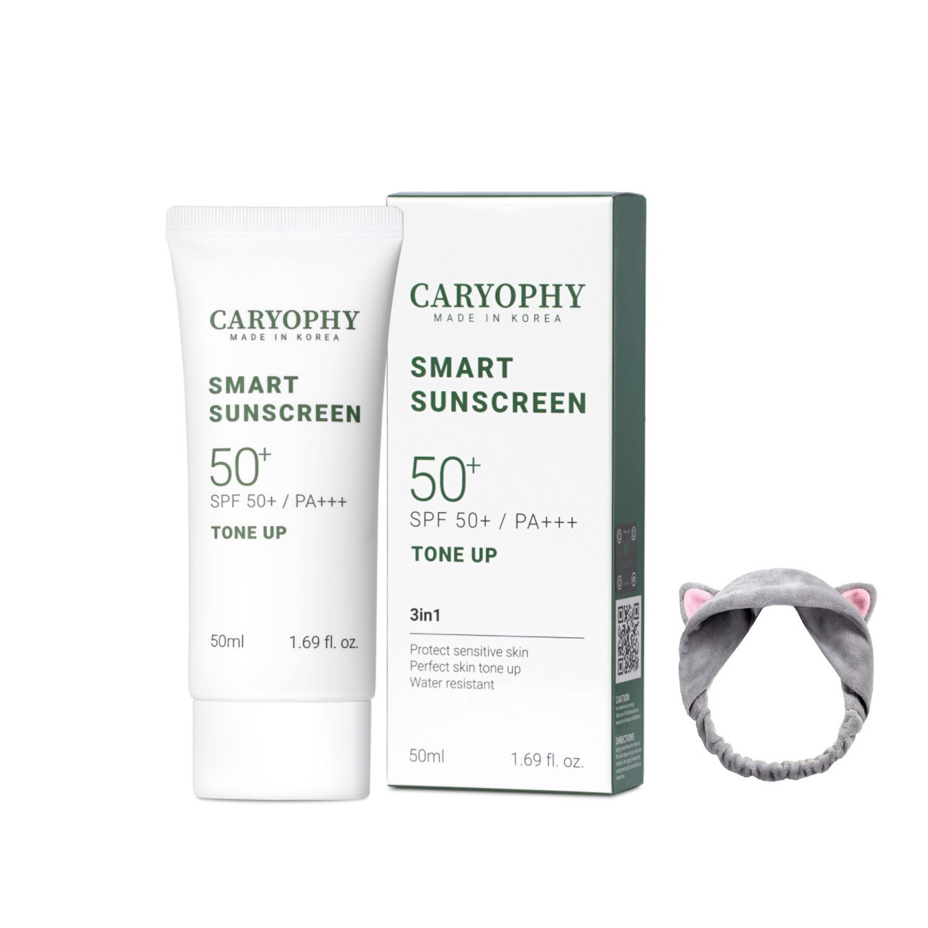 Kem chống nắng thông minh Caryophy Smart Sunscreen SPF50+ PA++ + TONE UP 50ml + Tặng kèm 1 Băng Đô Tai Mèo (MÀu Ngẫu Nhiên)