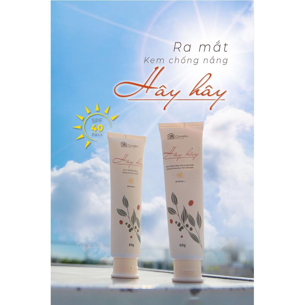 Kem Chống Nắng Thiên Nhiên Thấm Nhanh An Toàn Cho Da Hây Hây SPF 40, PA ++ Cỏ Mềm 60g