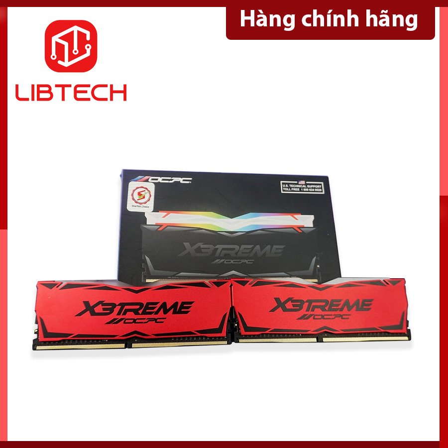 Ram OCPC X3TREME Aura RGB 16GB DDR4 Bus 3200 C16 Red (2x8GB)