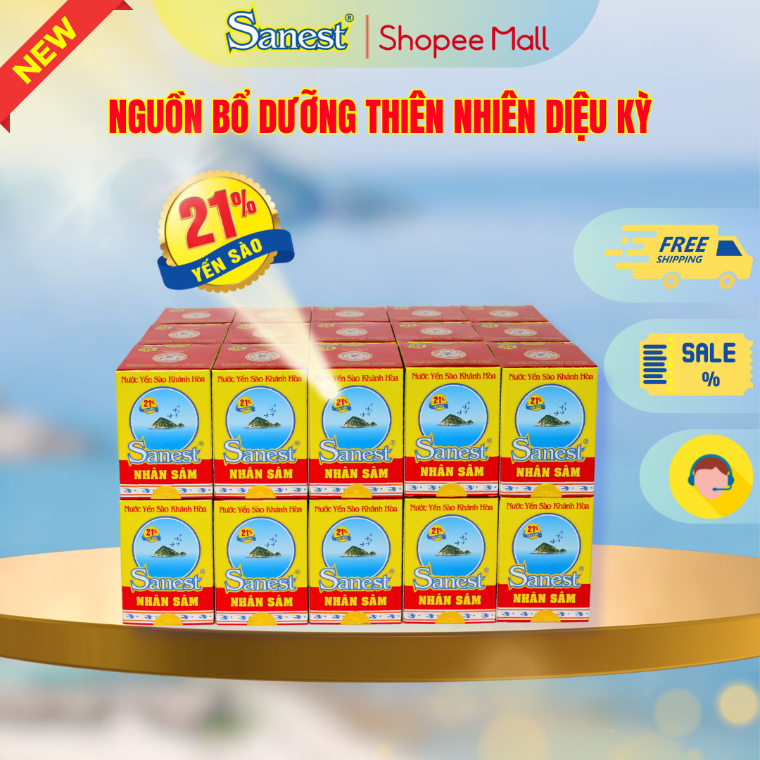 NEW [ Combo 30 lọ] Nước Yến sào Khánh Hòa Sanest 21% - Nhân Sâm