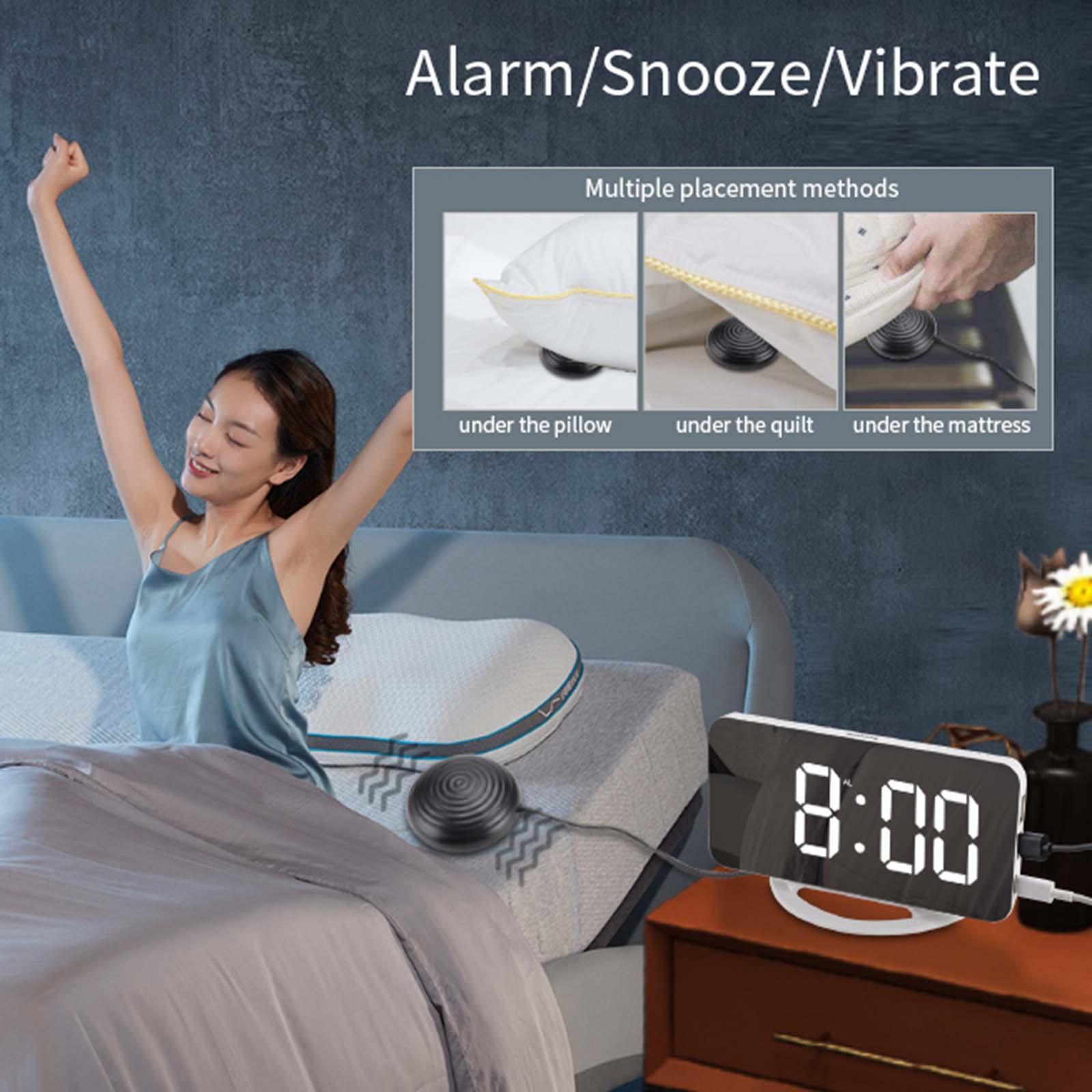 12/24H Loud Alarm Clock Vibrating USB Powered Night Mode Bedroom Seniors