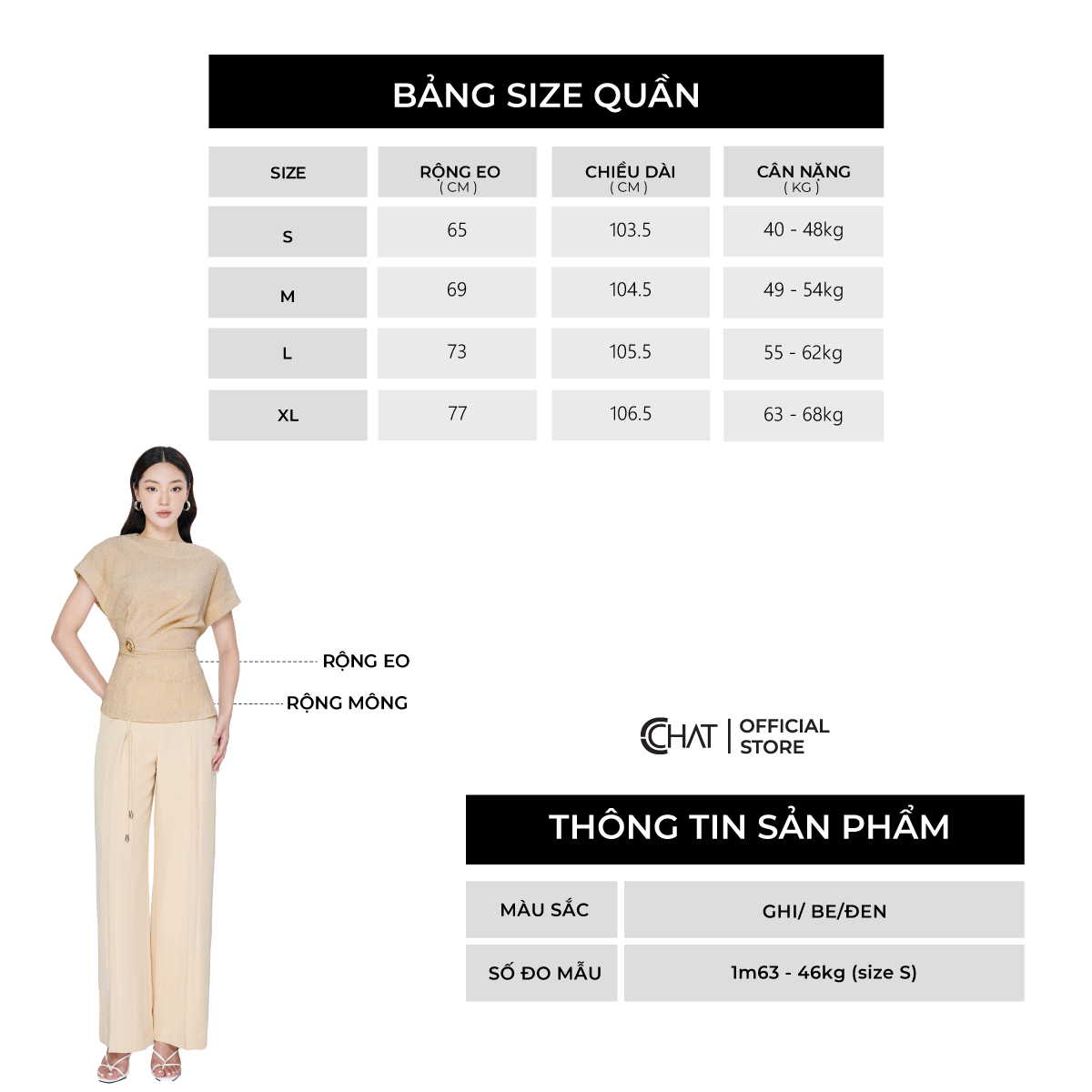 Quần Ống Rộng  Kiểu Súp Trước Xếp Ly Chất Tuytsi Cao Cấp Mềm Mịn 53QDS8002ST