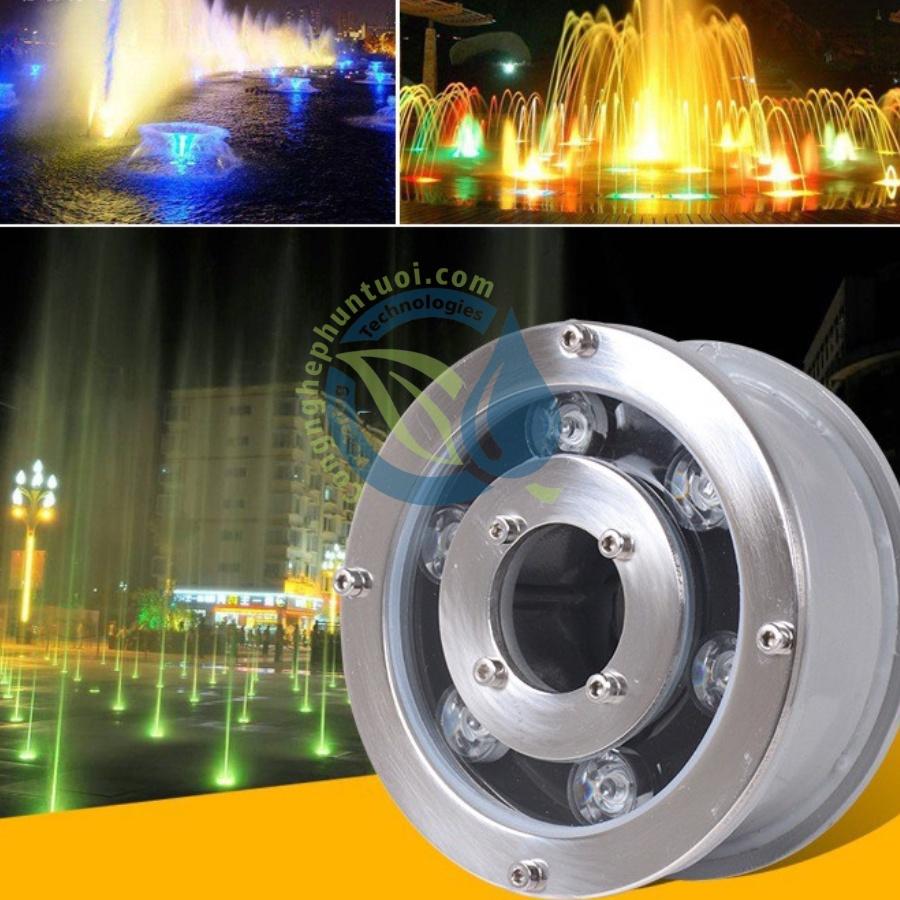 Đèn LED âm nước đổi màu dạng bánh xe 6W