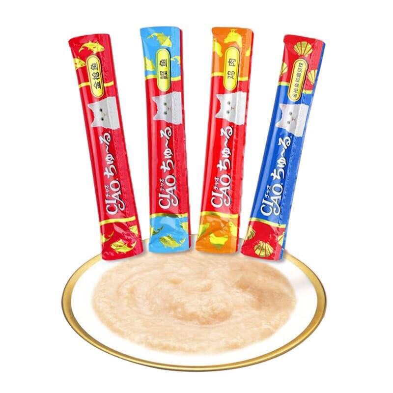 Sốt/ Snack thưởng Ciao Churu cho mèo Hộp 50 thanh - mix 5 vị cá