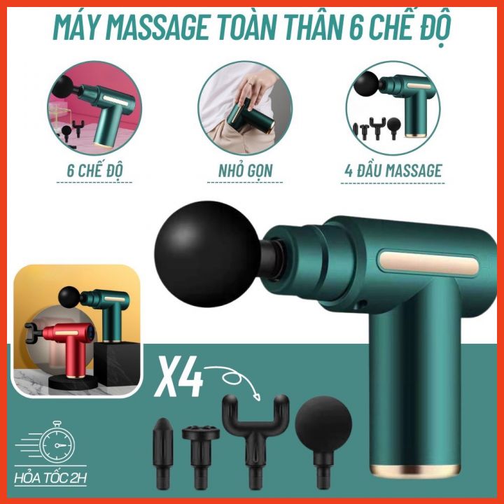 Máy Massage Cầm Tay - Massage Vai Gáy Trị Liệu Toàn Thân 4 Đầu 6 Chế Độ Đấm Bóp Toàn Thân Trị Liệu Cổ Vai Gáy.