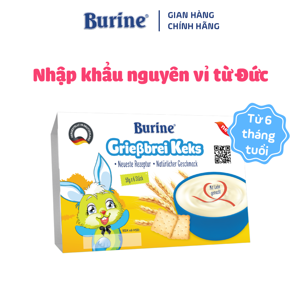 Cháo sữa ăn dặm Burine vị Bích Quy - Nhập khẩu Đức dành cho trẻ từ 6 tháng tuổi