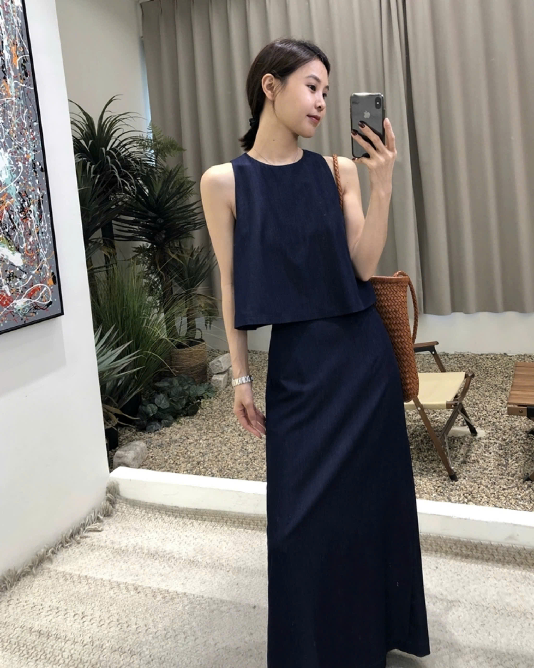 Set Linen Sang Chảnh Gồm Áo Gile Mix Chân Váy Chữ A Trơn Basic Xẻ Sau Tinh Tế, Thanh Lịch