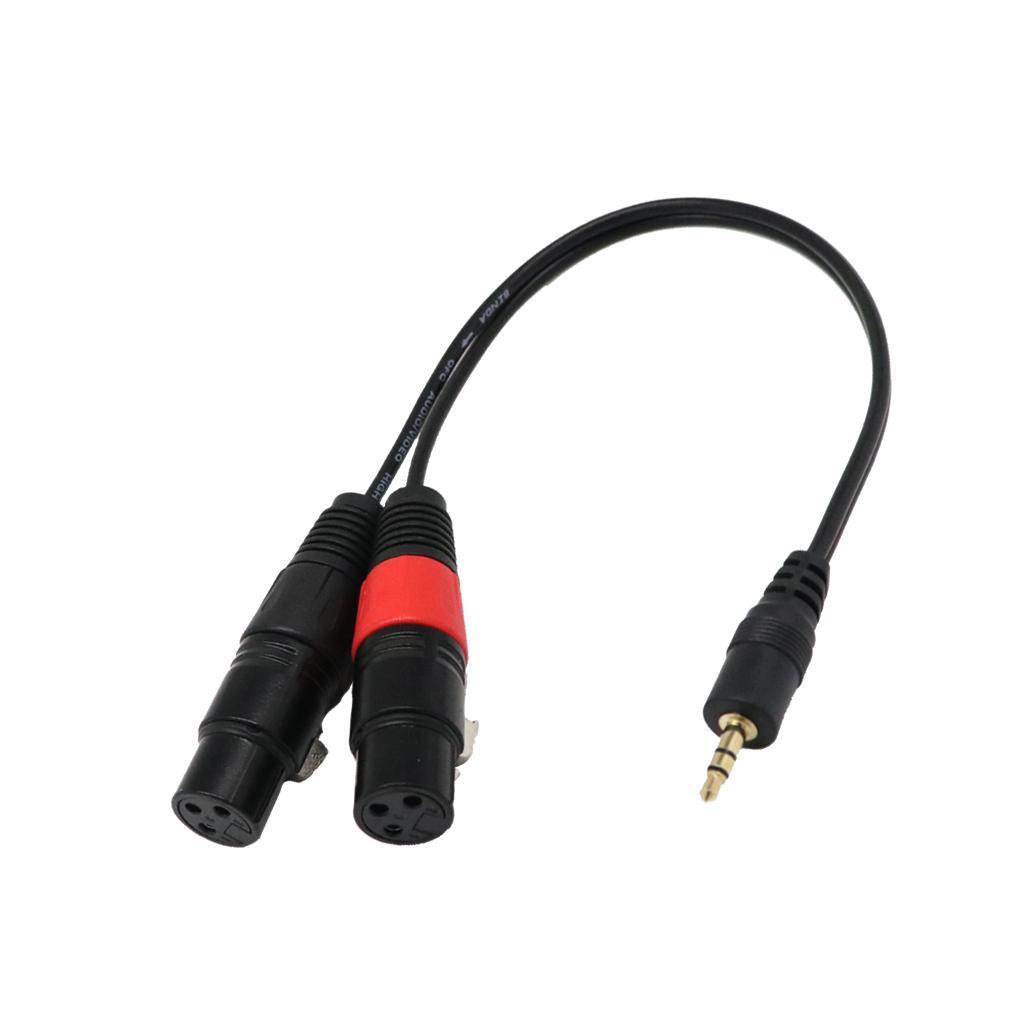 2 Pieces 3.5mm  1/8'' TRS Stereo Male to 2 Port Dual XLR Female Adapter Cable Cord Connecting for iPhone, iPad, or any 3.5mm Audio Output to a Powered Speaker