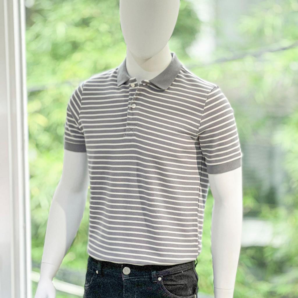 Áo Polo Nam Cao Cấp Có Cổ BY COTTON Grey Stripes Nam Tính, Thanh Lịch, Sang Trọng, Trẻ Trung