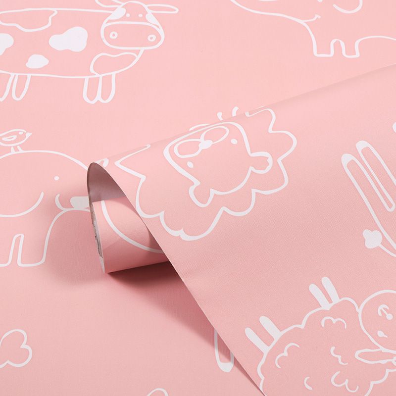 Combo 10 mét giấy dán tường, decal dán tường trang trí nhà cửa VƯỜN THÚ HỒNG khổ 45cm