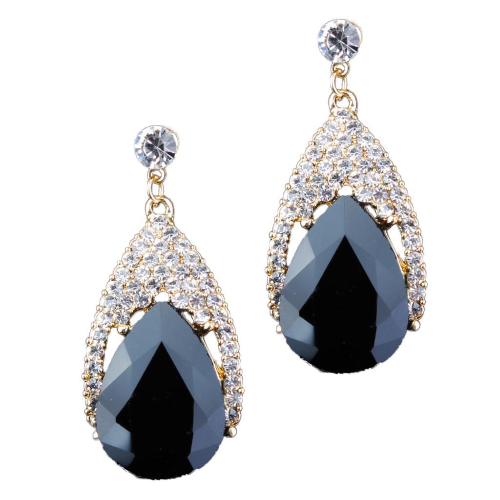 Vintage Glitter Rhinestone Diamante Teardrop Drop Dangle Earrings