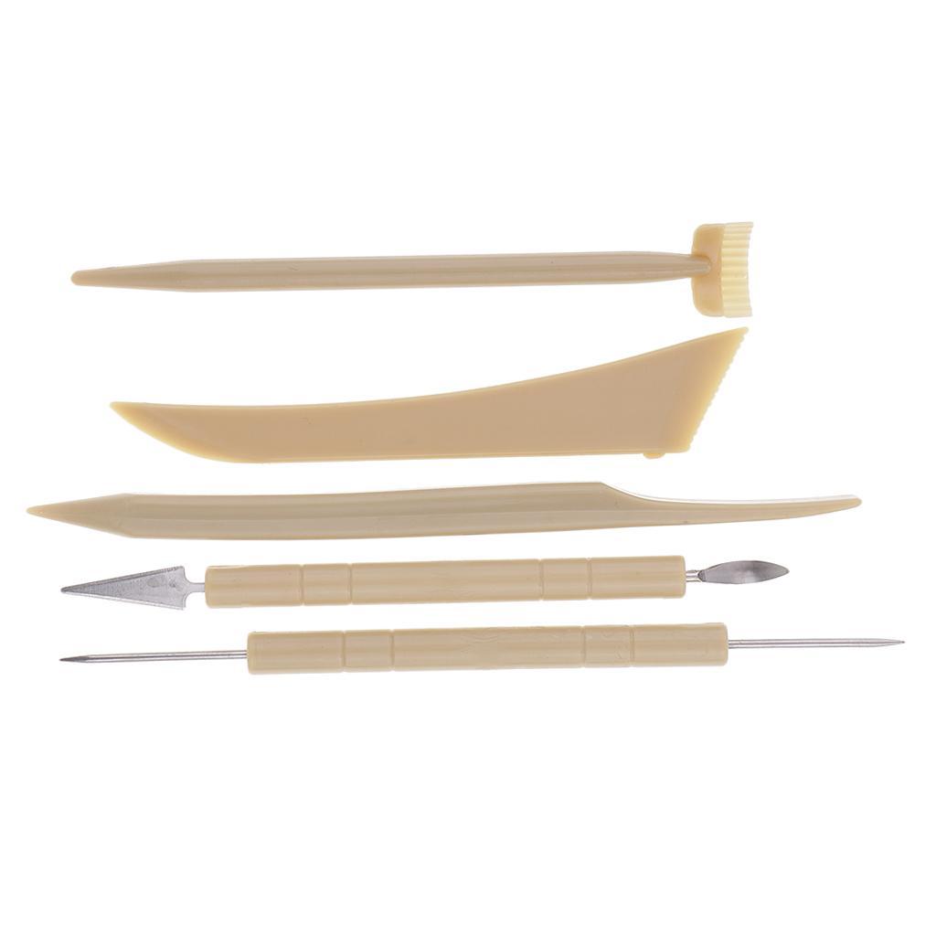 5 Pieces Carving Clay Sculpting Hand Tools Modeling Sculpting Tool Plastic Handle Pottery Carving Tool Set Silicone Rubber Shapers Polymer Modeling