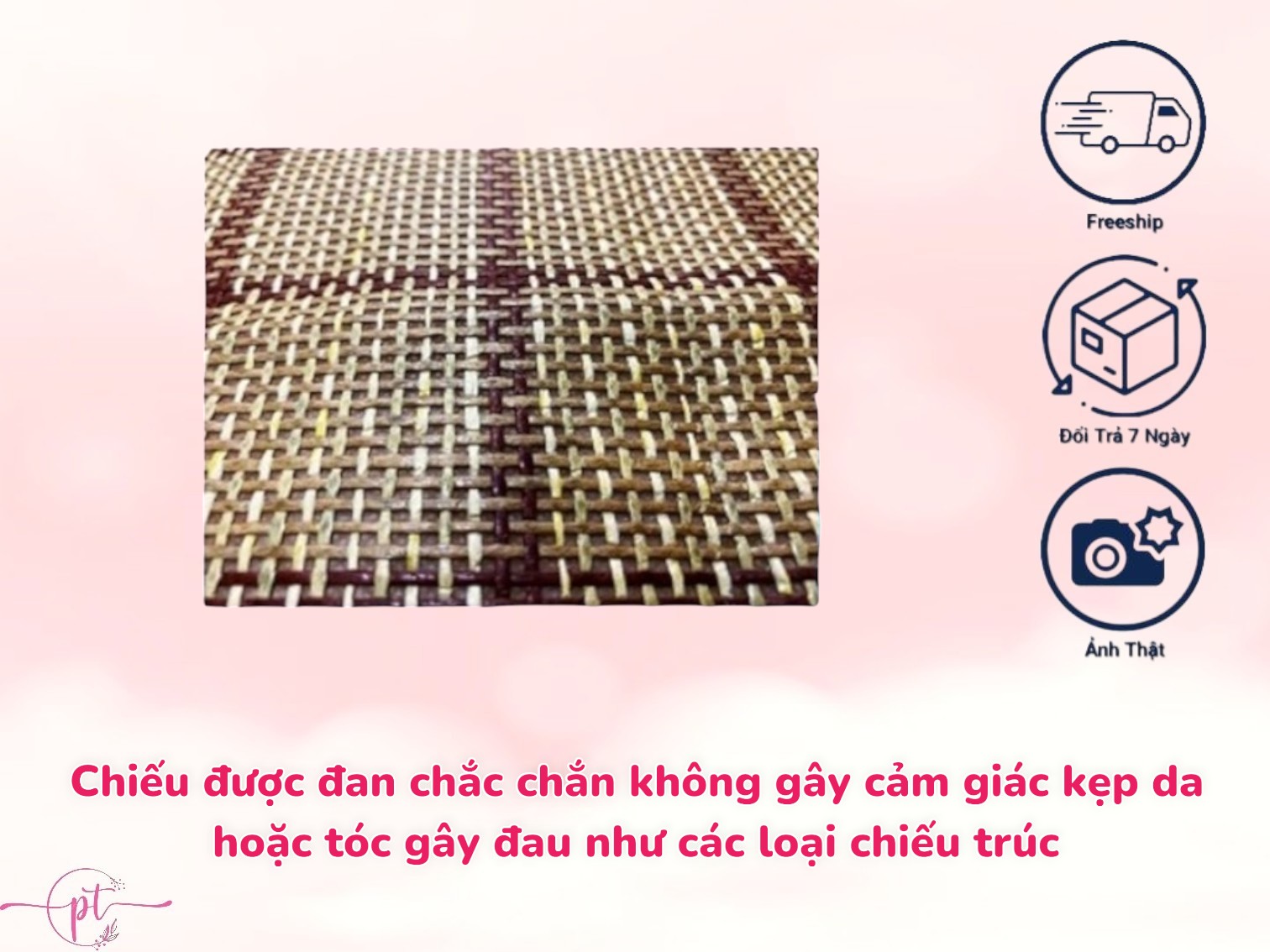 Chiếu Điều Hòa Sợi Mây Tổng Hợp Có Lớp Mút Foam Dày 3cm Đủ Size Thoáng Mát Và Êm Ái
