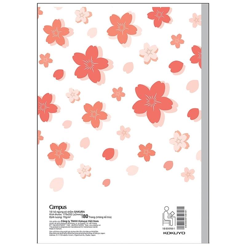 Vở Sakura B5 Kẻ Ngang Có Chấm 80 Trang ĐL 70g/m2 - Campus NB-BSKR80