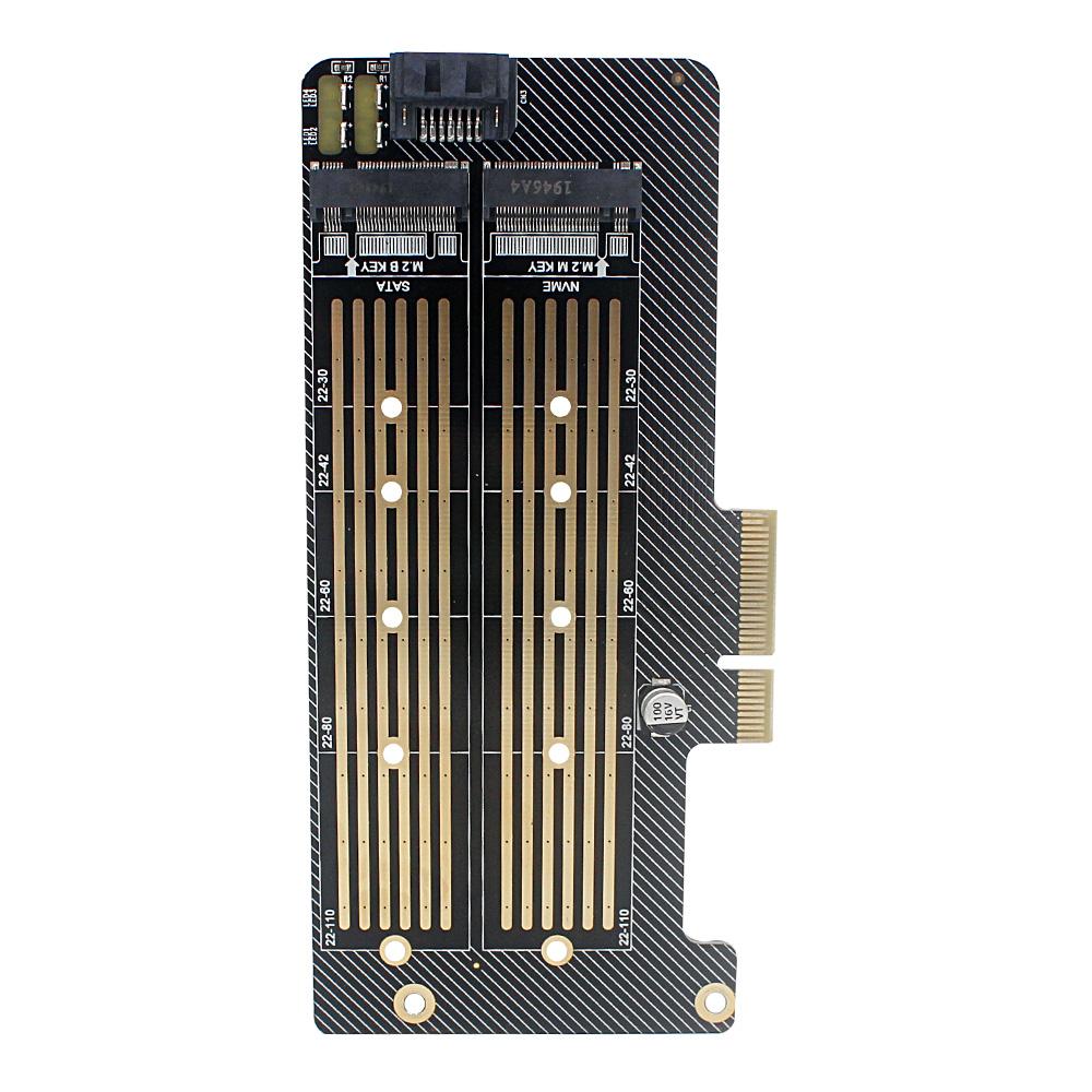 M.2 NVME/NGFF to PCI-E X4 Expansion Card SSD Adapter Card with M.2 M-key B-key Interfaces Support PCI-E/SATA Protocol