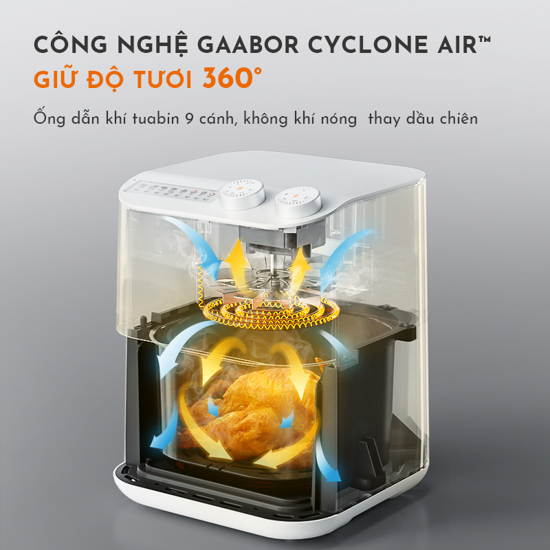 Nồi chiên không dầu dung tích 4-5L GAABOR Cao Cấp công suất 1400W - Hàng chính hãng