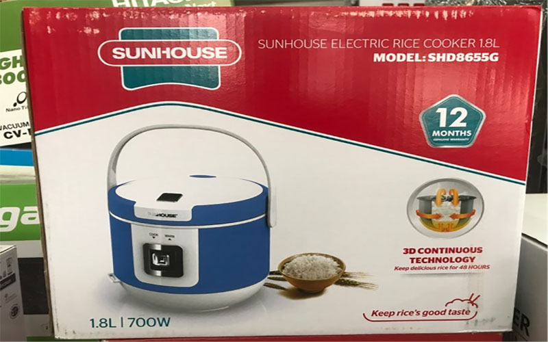 Nồi Cơm Điện Nắp Gài Sunhouse SHD8655G (1.8 Lít) - Hàng Chính Hãng