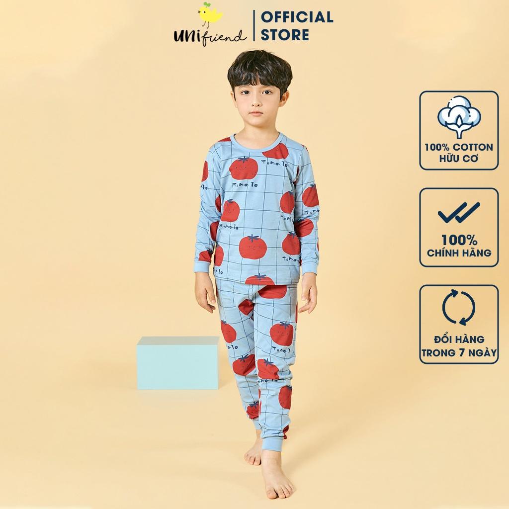 Bộ đồ dài tay mặc nhà cotton mịn cho bé trai U1014- Unifriend Hàn Quốc, Cotton Organic