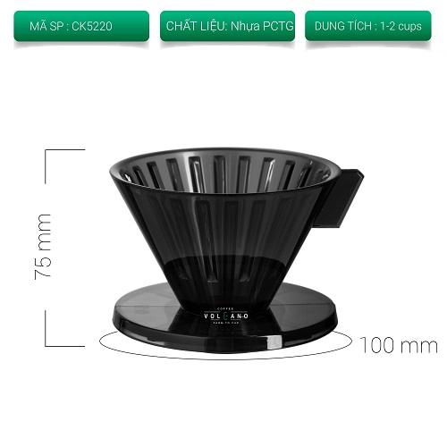 Phễu pha lọc cà phê V60 nhựa PCTG CAFE DE KONA