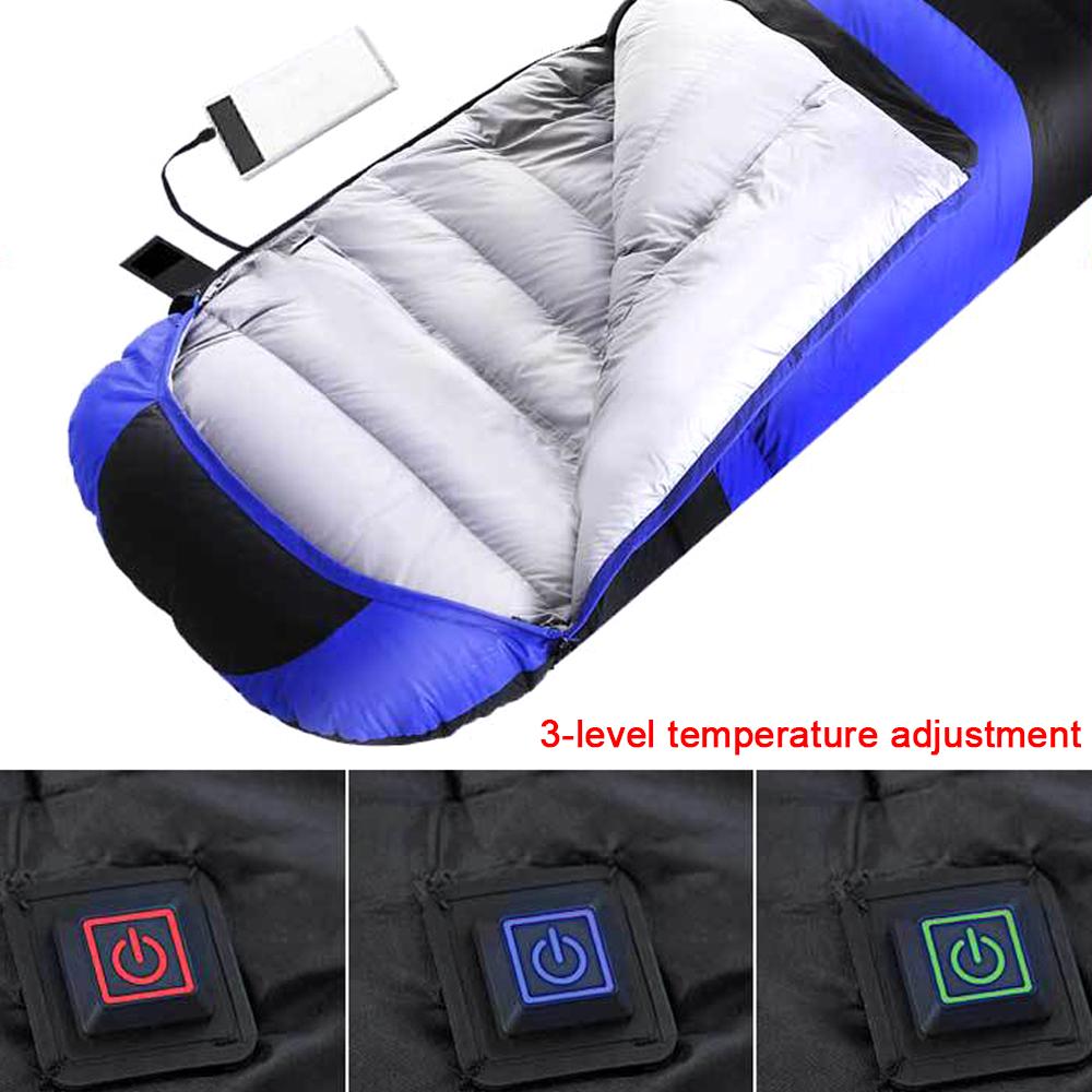 USB Powered Heating Pad Waterproof Camping Warm Sleeping Bag with 3-Level Temperature Adjustable Storage Bag
