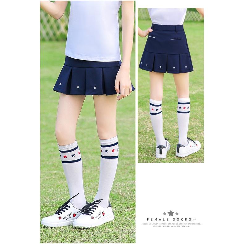 Tất dài golf nữ - Chất liệu từ thun cotton cao cấp. Co giãn bốn chiều - Tất co dãn tốt, cảm giác thoải mái