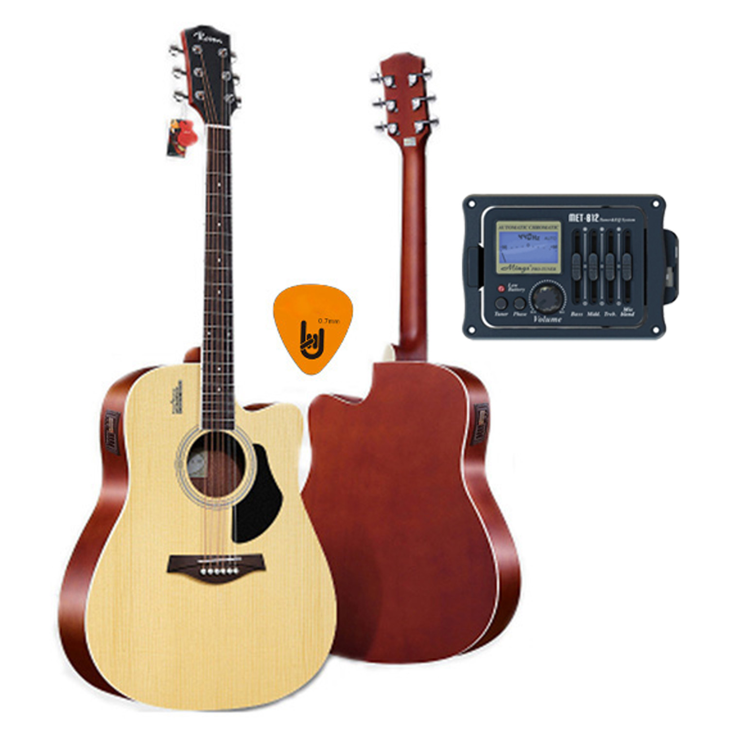 [Gắn EQ] Đàn Guitar Acoustic Rosen G11 Màu Gỗ Dáng D Và EQ Mings AGA MET-B12 (Đàn đã gắn sẵn EQ) - Phân Phối Chính Hãng - Kèm móng   gẩy DreamMaker