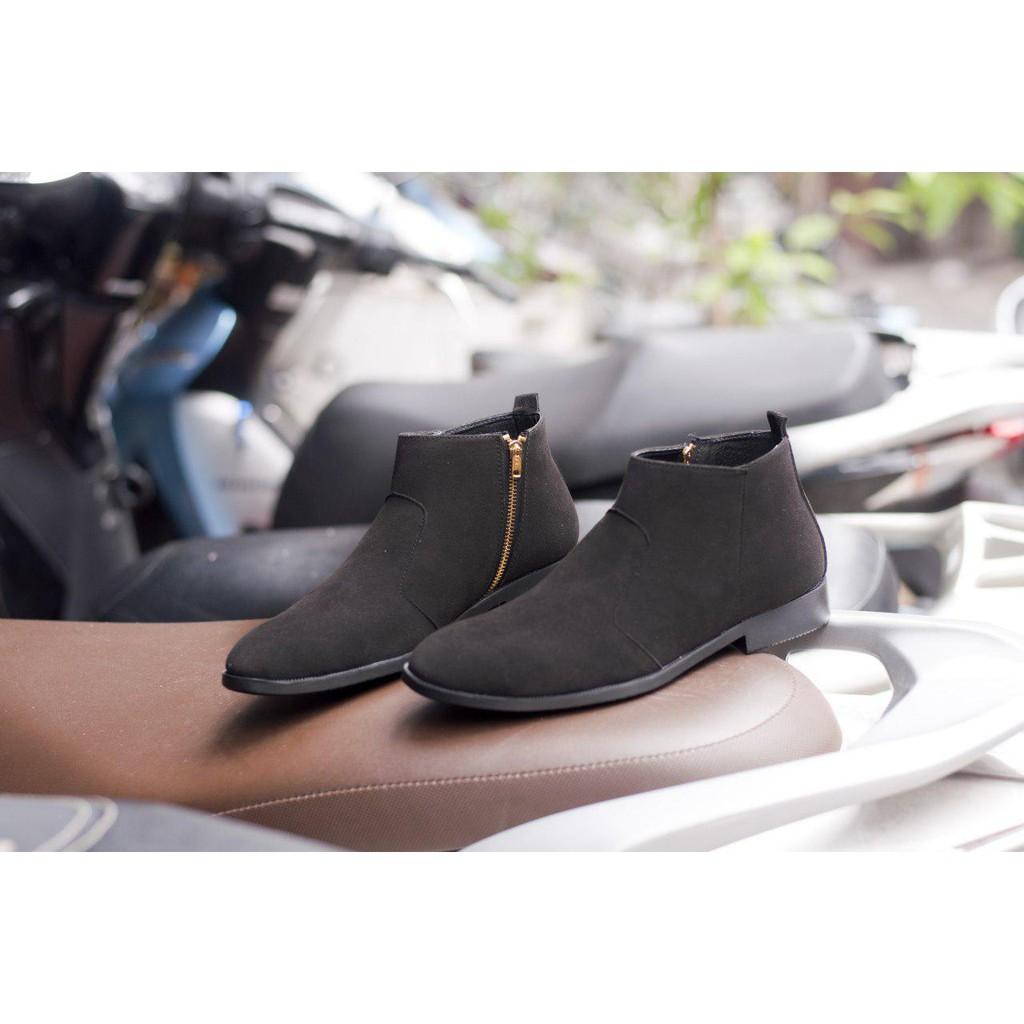 Giày Chelsea Boot Cổ Khóa Tiện Lợi Da Búc Đen Và Đế Được Khâu Chắc Chắn - CB521-bucdenkhoa ( V)