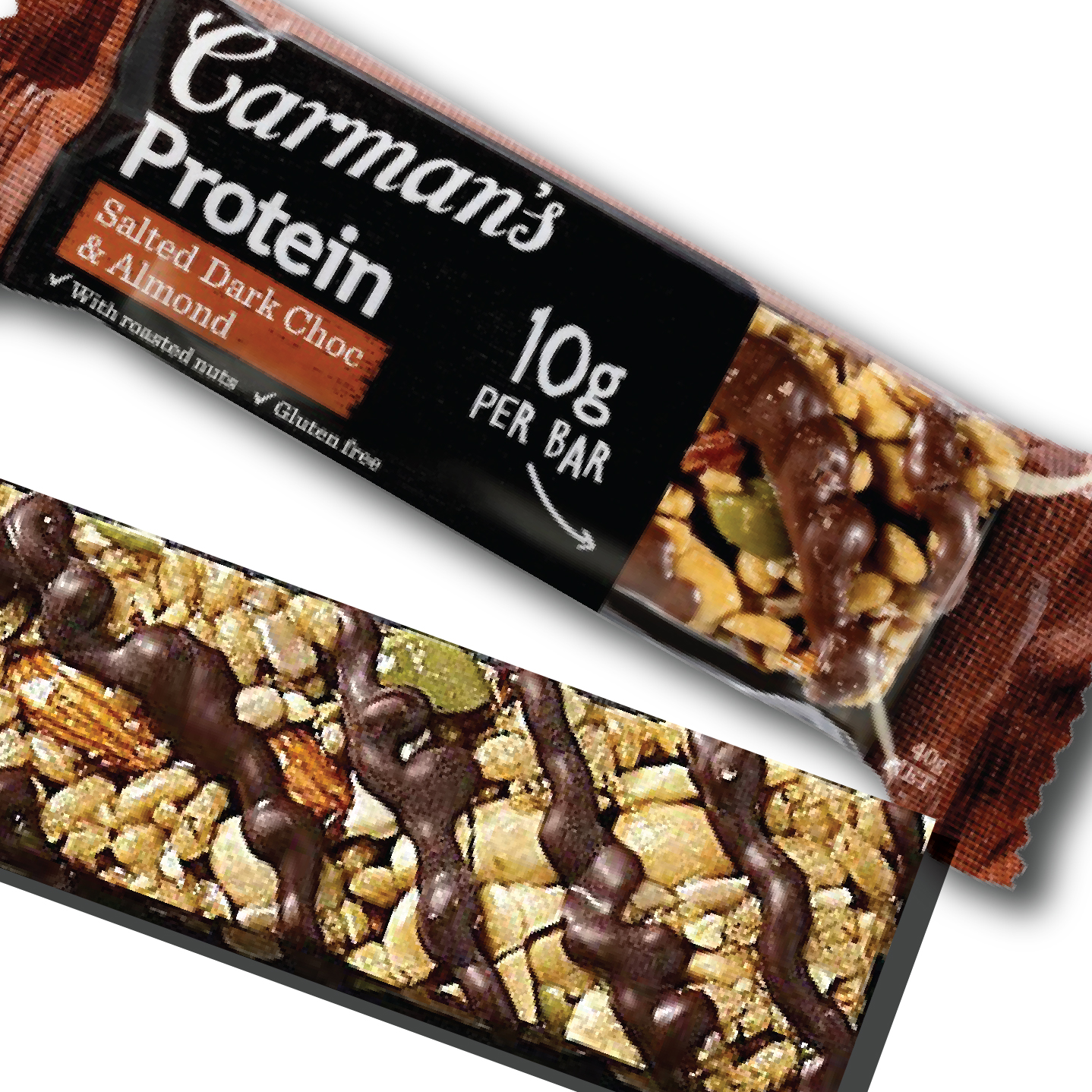 Thanh Giàu Đạm Carman's Protein Bar Salted Dark Choc, Almond - Chocolate Đen Muối, Hạnh Nhân - 200g