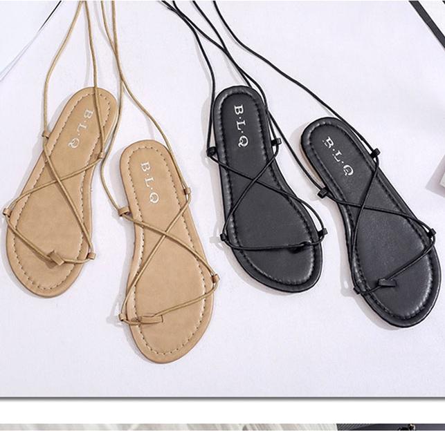 Giày sandals buộc dây kiểu chiến binh C62 nâu