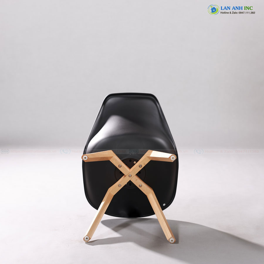 Ghế nhựa chân gỗ eames văn phòng cafe tựa lưng cao mặt nệm simili đẹp hiện đại LAGE33