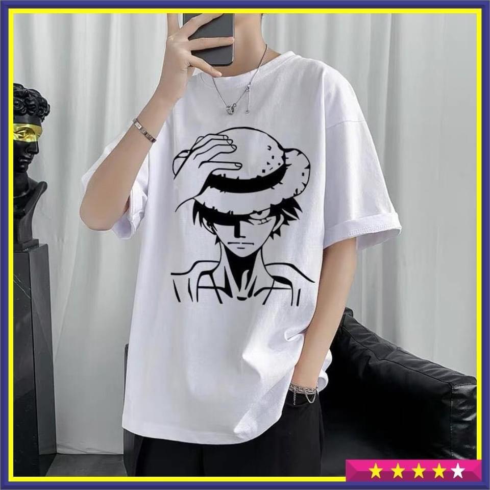 ÁO THUN NAM NỮ COTON BIG SIZE LUFFY ĐỘI NÓN ĐỂ TAY LÊN ĐẦU
