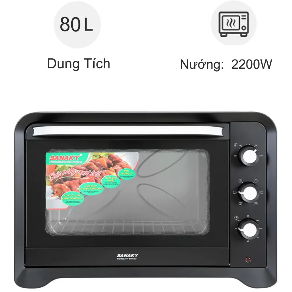 Lò nướng Sanaky 80 lít VH-809S2D Hàng chính hãng