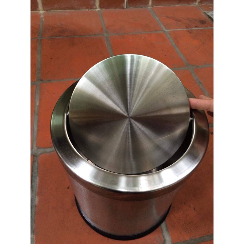 Thùng rác inox nắp lật tròn size 25x61cm