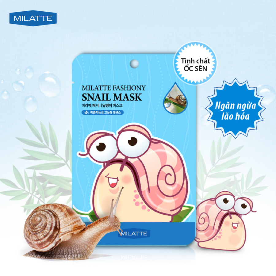 MẶT NẠ NGĂN NGỪA LÃO HÓA TINH CHẤT ỐC SÊN MILATTE FASHIONY SNAIL MASK SHEET (1 HỘP 10 MIẾNG 21g)