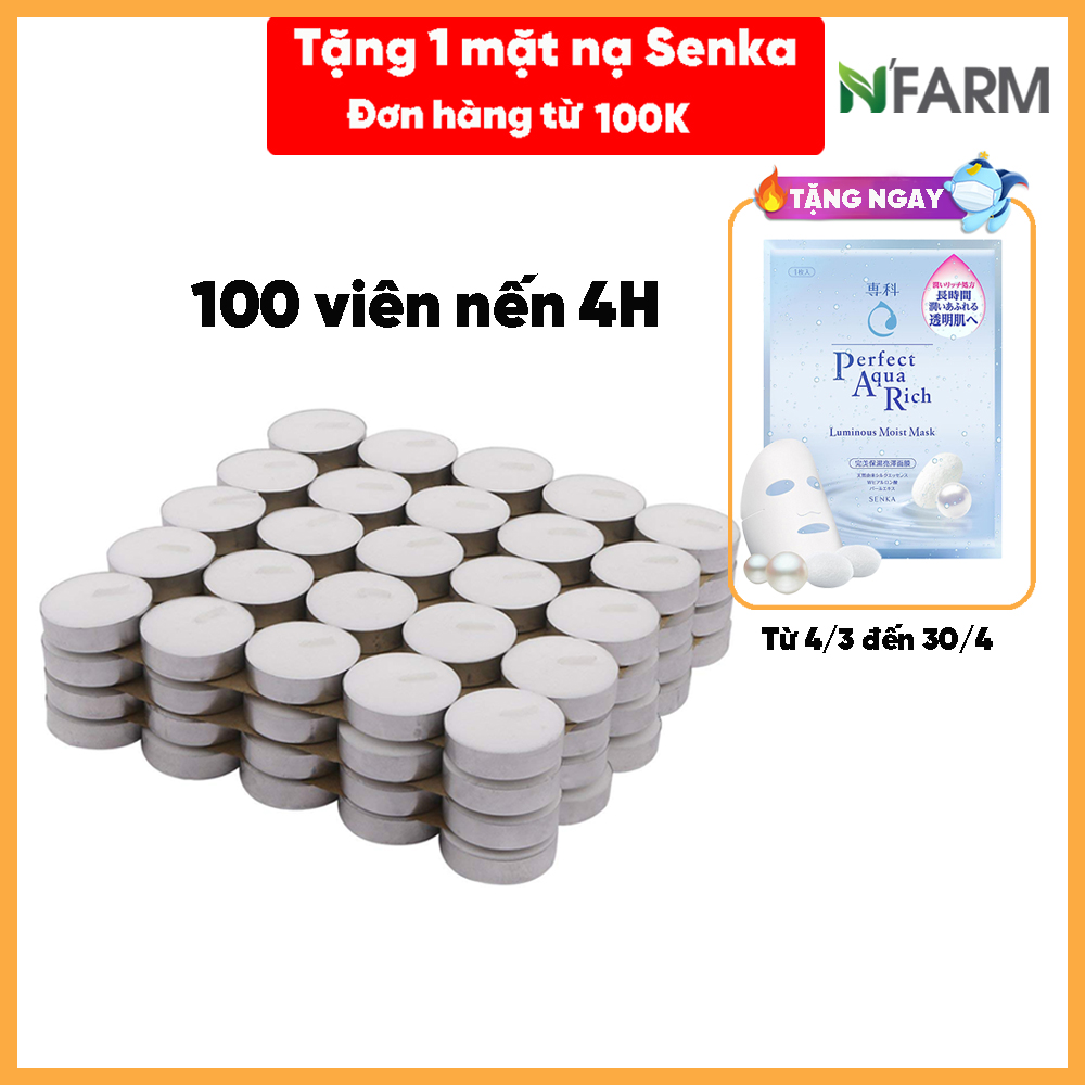 Hộp 100 Viên Nến Tealight Sáp Cọ N'Farm An Toàn Sức Khỏe (4 giờ)/ Dùng kết hợp đèn xông và tinh dầu/ Khử mùi và đuổi côn trùng hiệu quả.